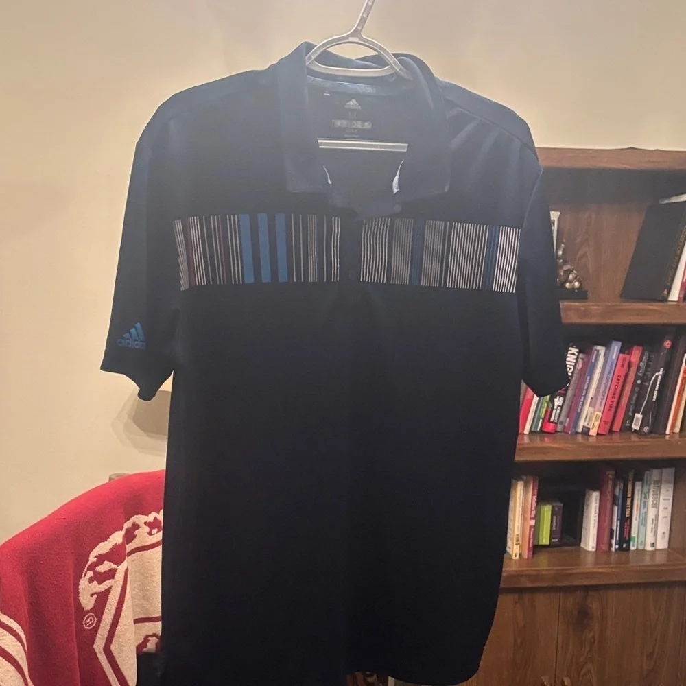 Adidas Men's Striped Navy Polo Shirt